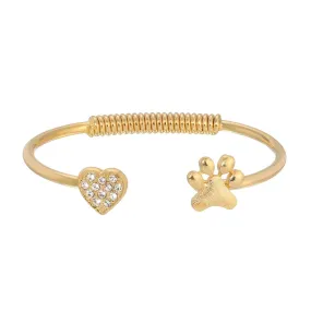 1928 Jewelry Crystal Heart And Paw Spring Cuff Bracelet