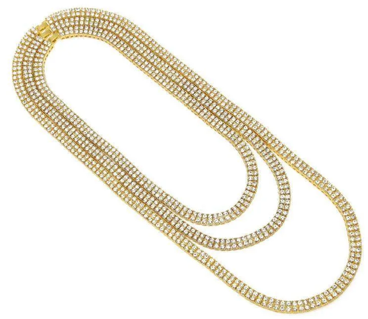 2 Row Tennis 14K Yellow Gold Plated Chain