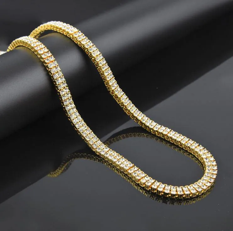 2 Row Tennis 14K Yellow Gold Plated Chain