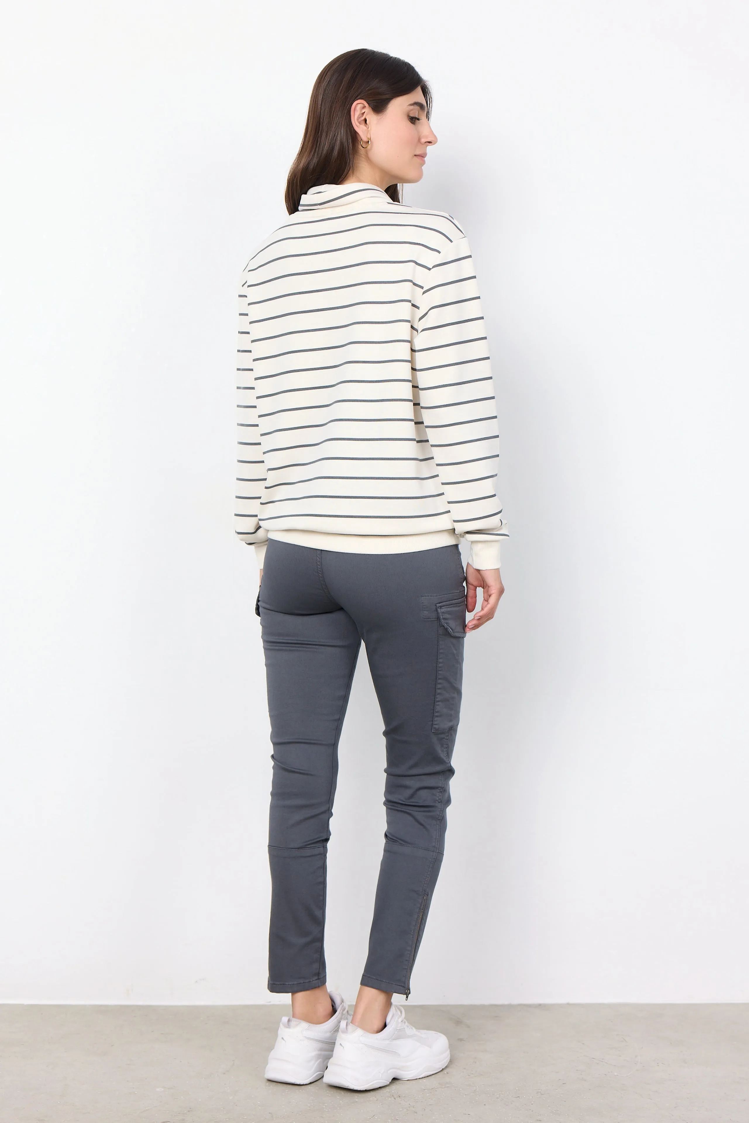 26404- Soya Concept Striped Sweatshirt- Cream/Charcoal