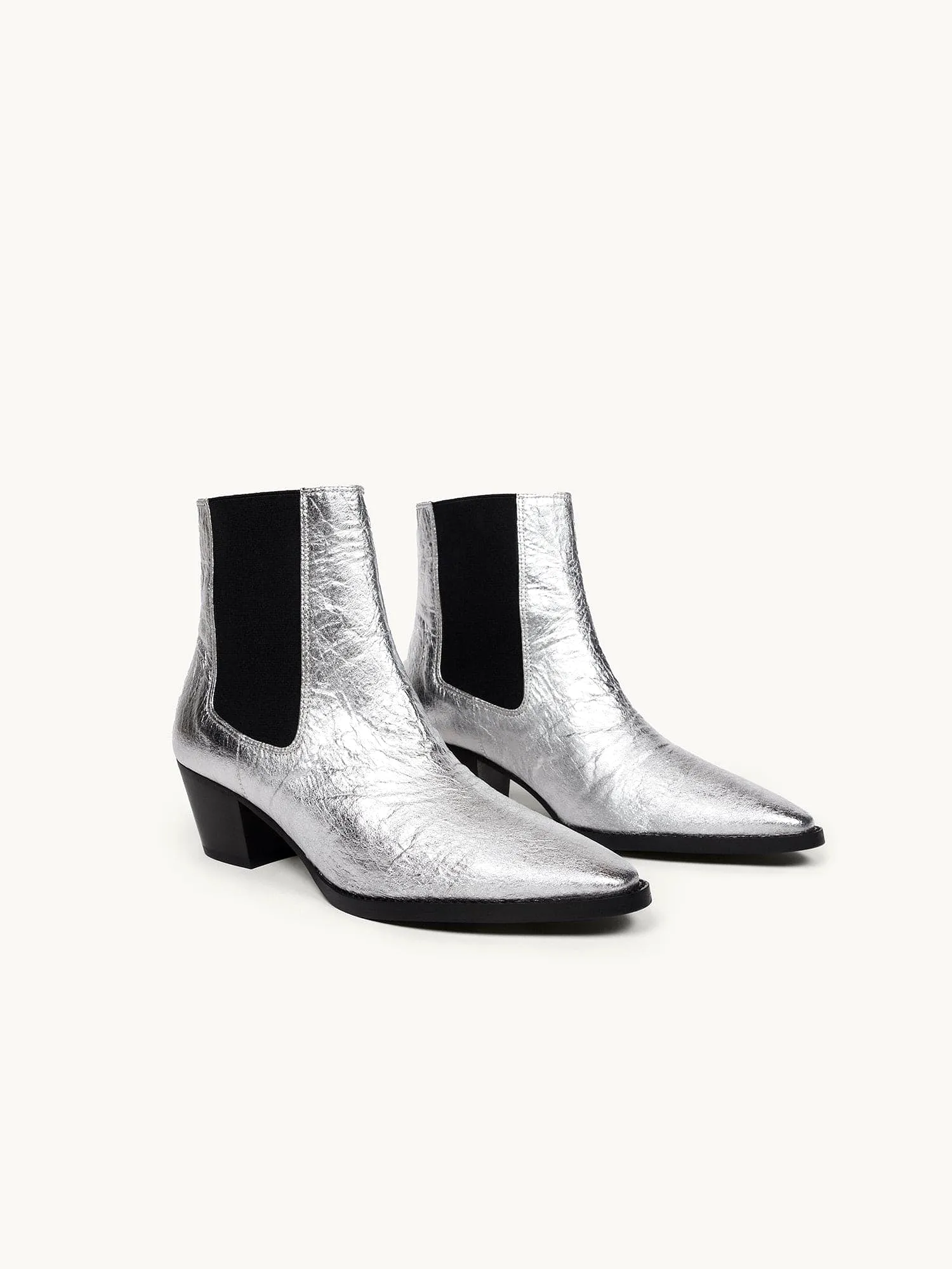 3pm Friday Rocks! Vegan Piatex Ankle Boots | Metallic Silver