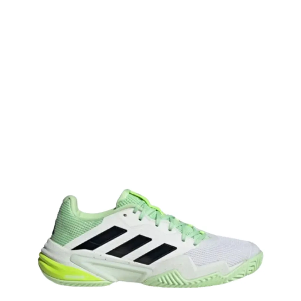 Adidas Men's Barricade 13 Tennis Shoe (Cloud White/Core Black/Semi Green Spark)