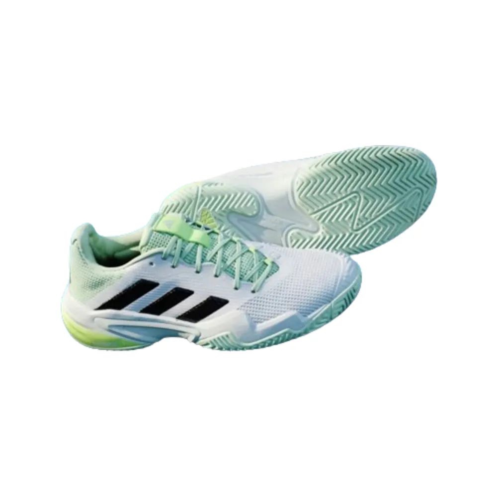 Adidas Men's Barricade 13 Tennis Shoe (Cloud White/Core Black/Semi Green Spark)