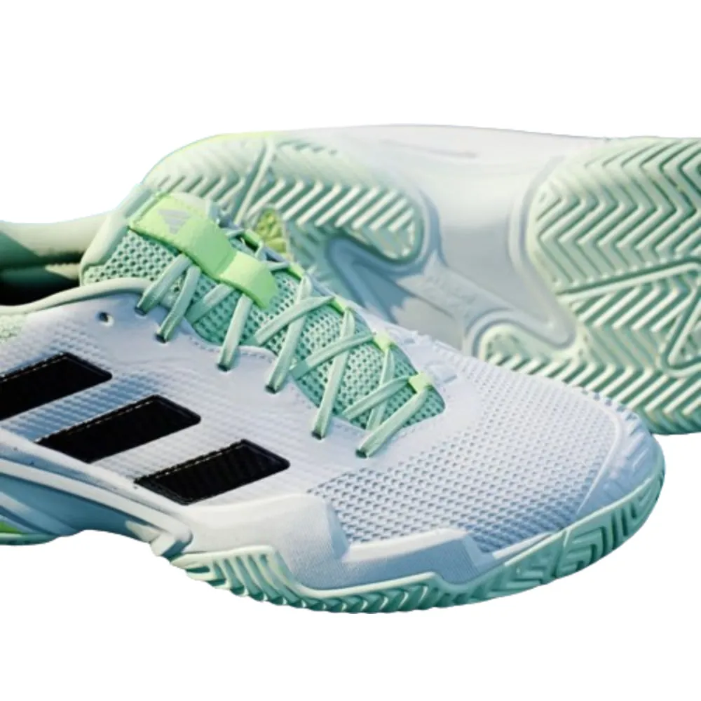 Adidas Men's Barricade 13 Tennis Shoe (Cloud White/Core Black/Semi Green Spark)