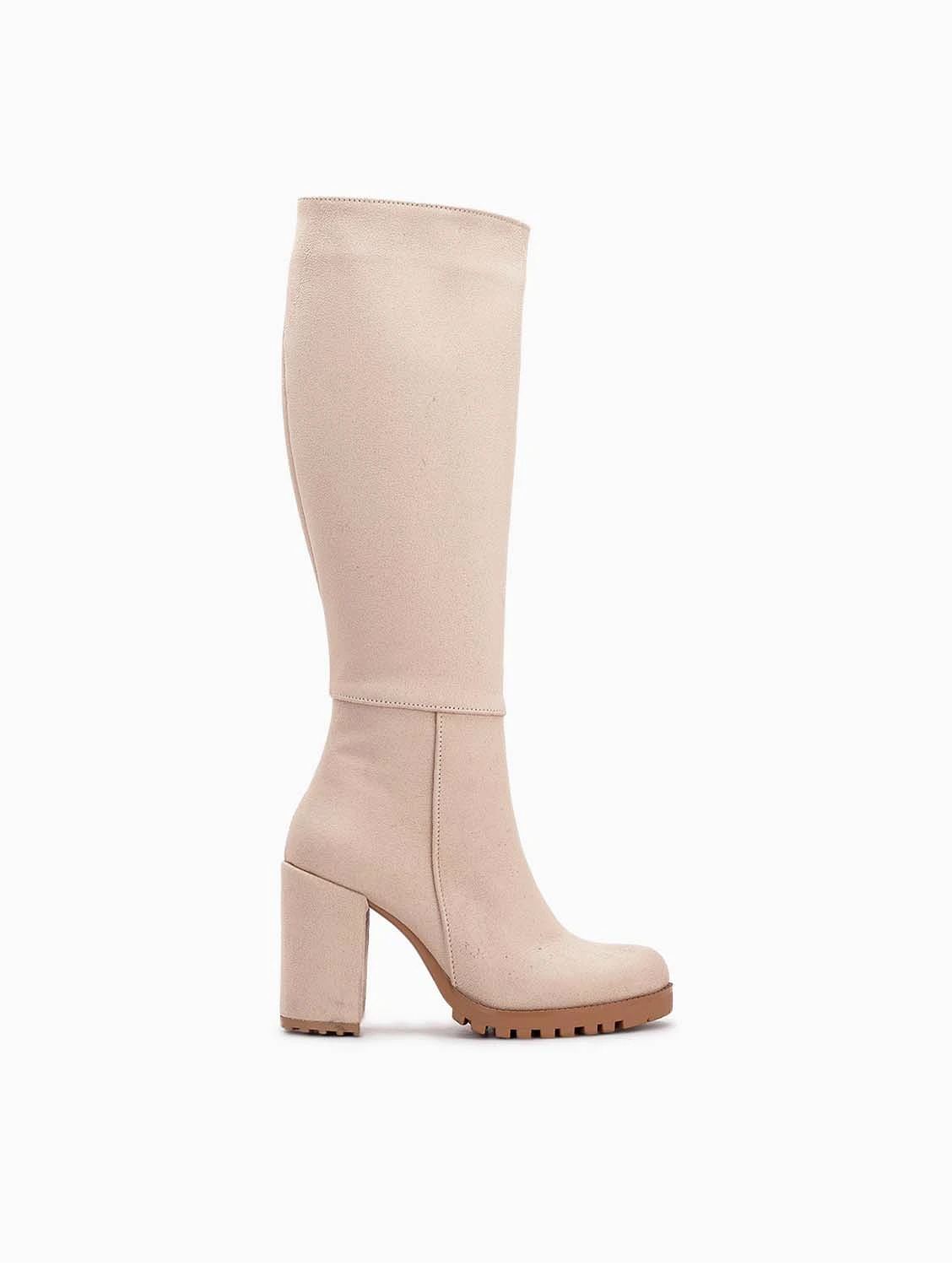 Alize Vegan Suede Wide Calf Platform Boots | Beige