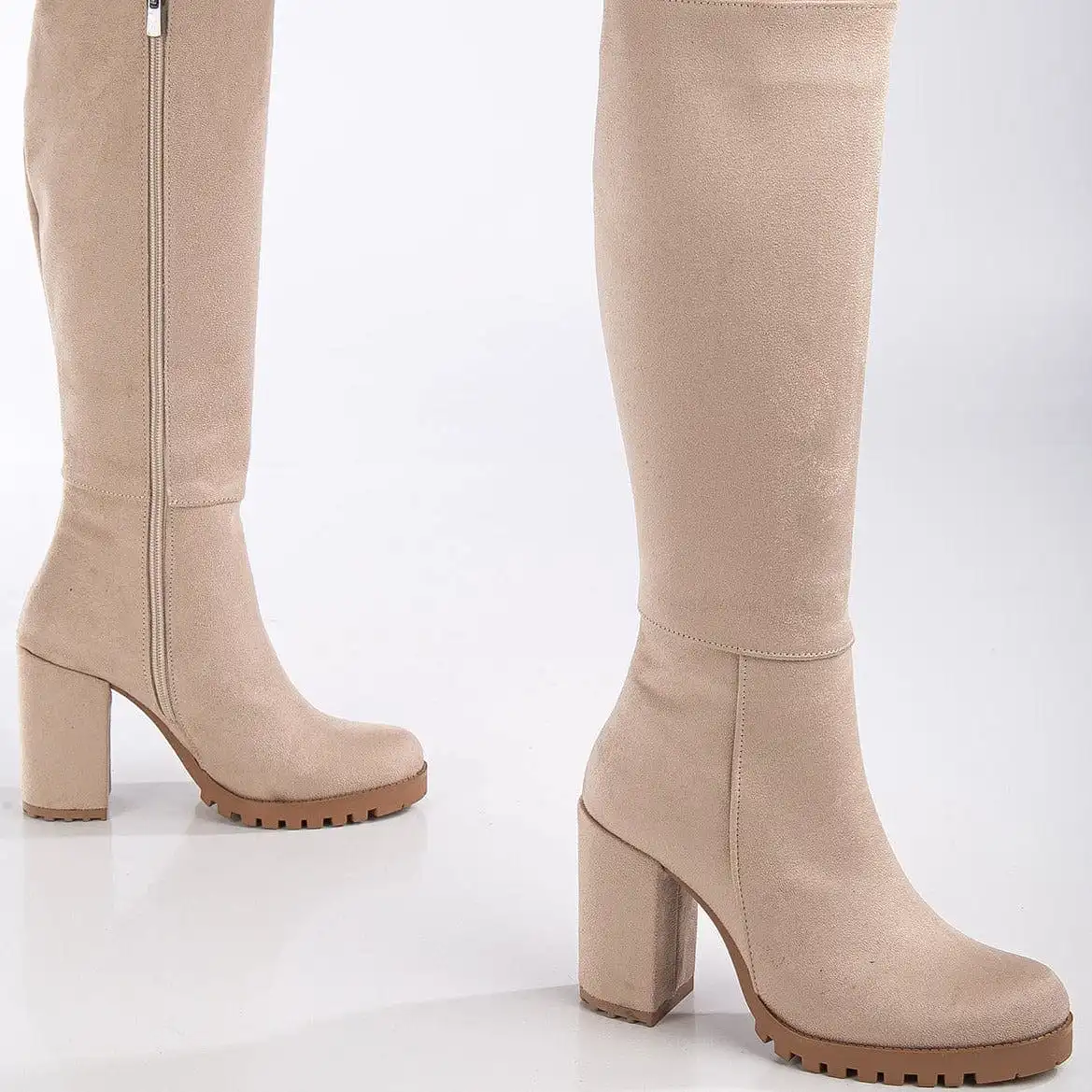 Alize Vegan Suede Wide Calf Platform Boots | Beige