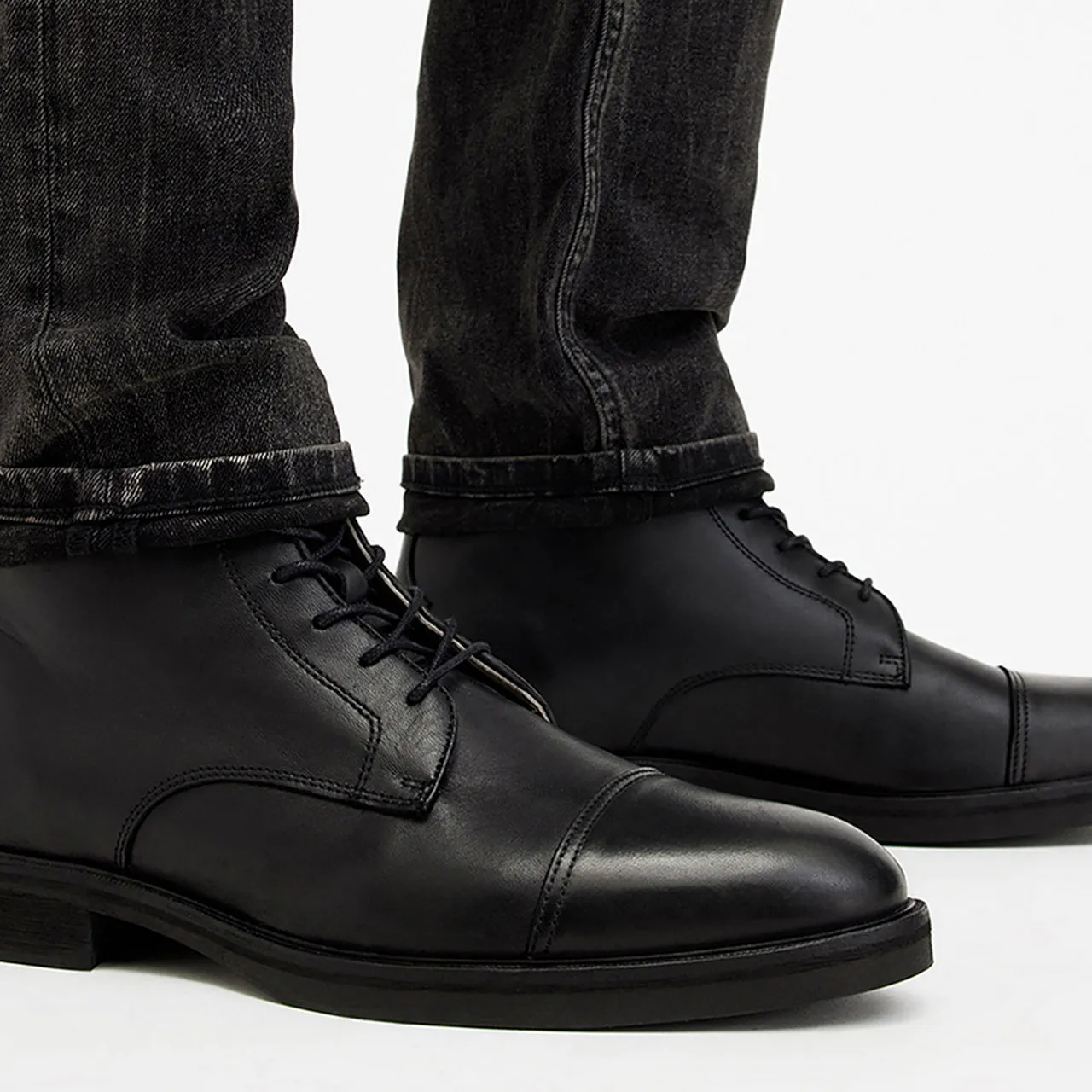 ALLSAINTS Drago Lace-Up Leather Boots - Black