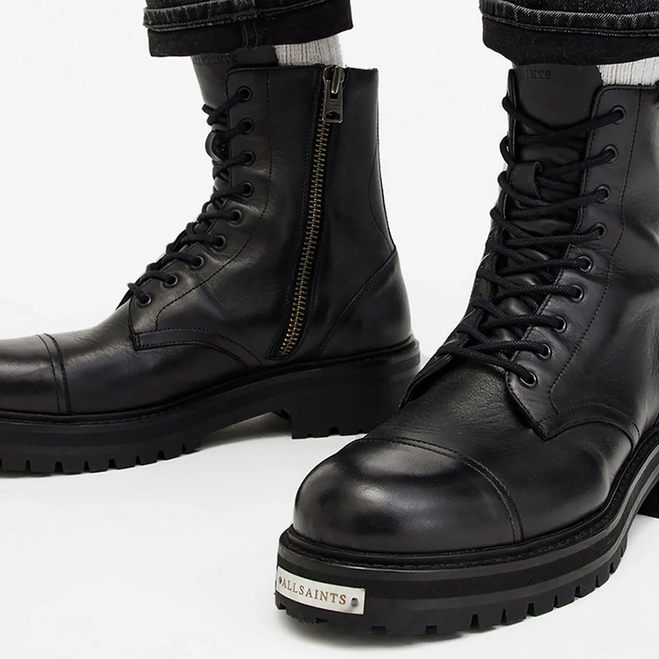 ALLSAINTS Hank Chunky Leather Boots - Black