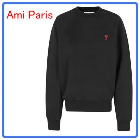 AMI PARIS  |Crew Neck Heart Casual Style Wool Long Sleeves Plain Logo