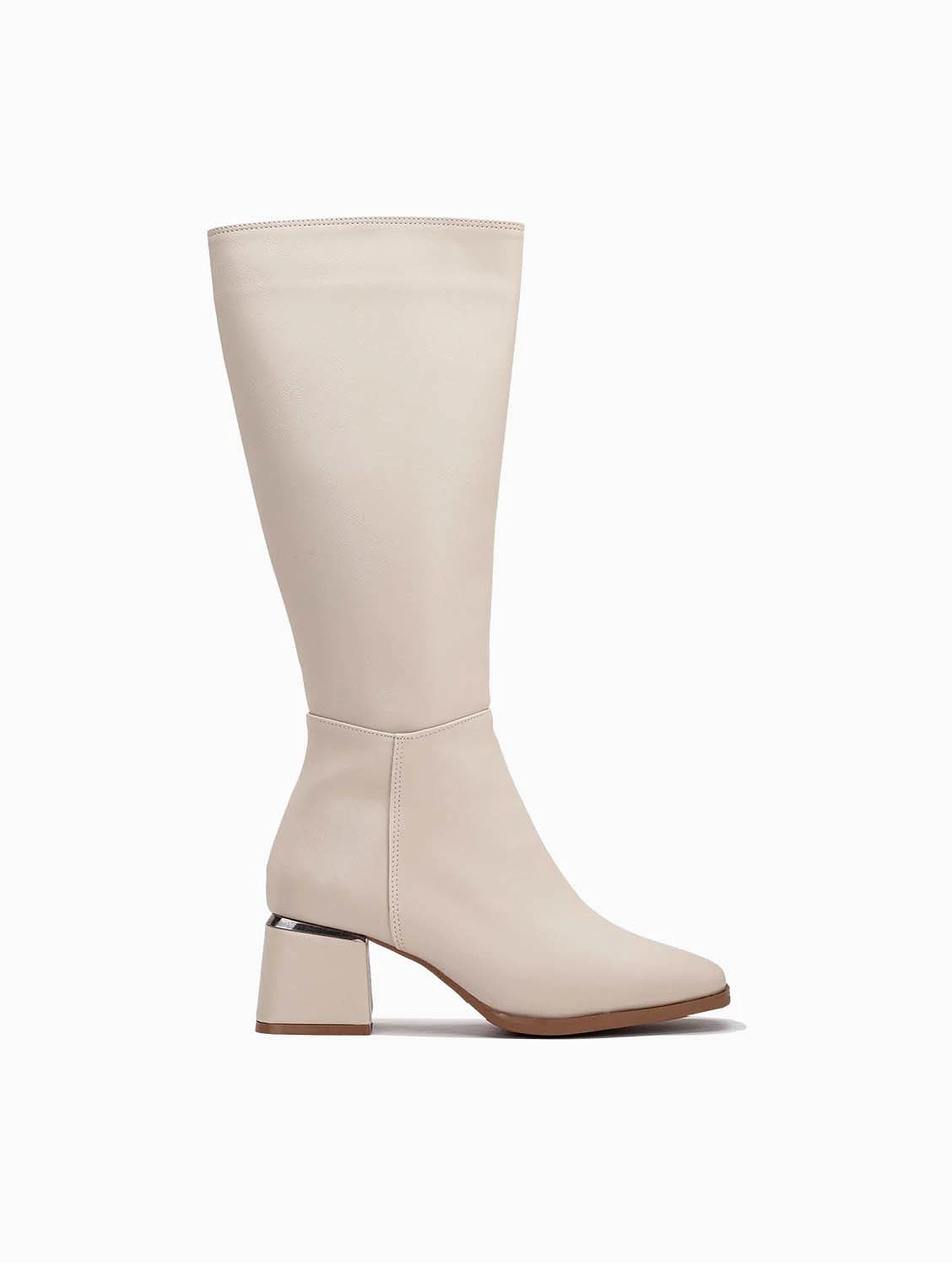 Anelise Vegan Leather Knee High Boots | Beige