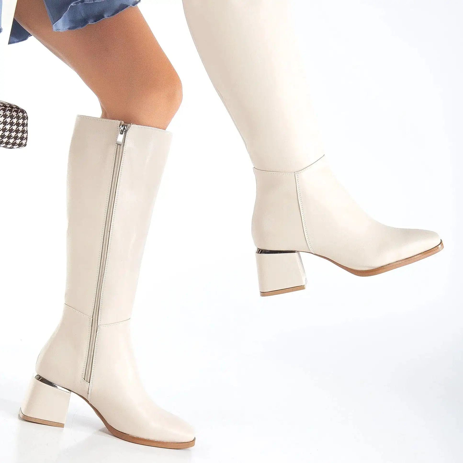 Anelise Vegan Leather Knee High Boots | Beige