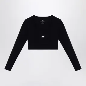 BALENCIAGA Sleek Black Activewear Crew-Neck Top