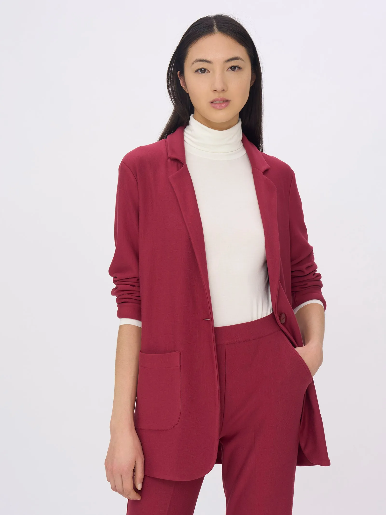 Blazer destrutturato in in Eco Techno Fleece - Tibetan Red