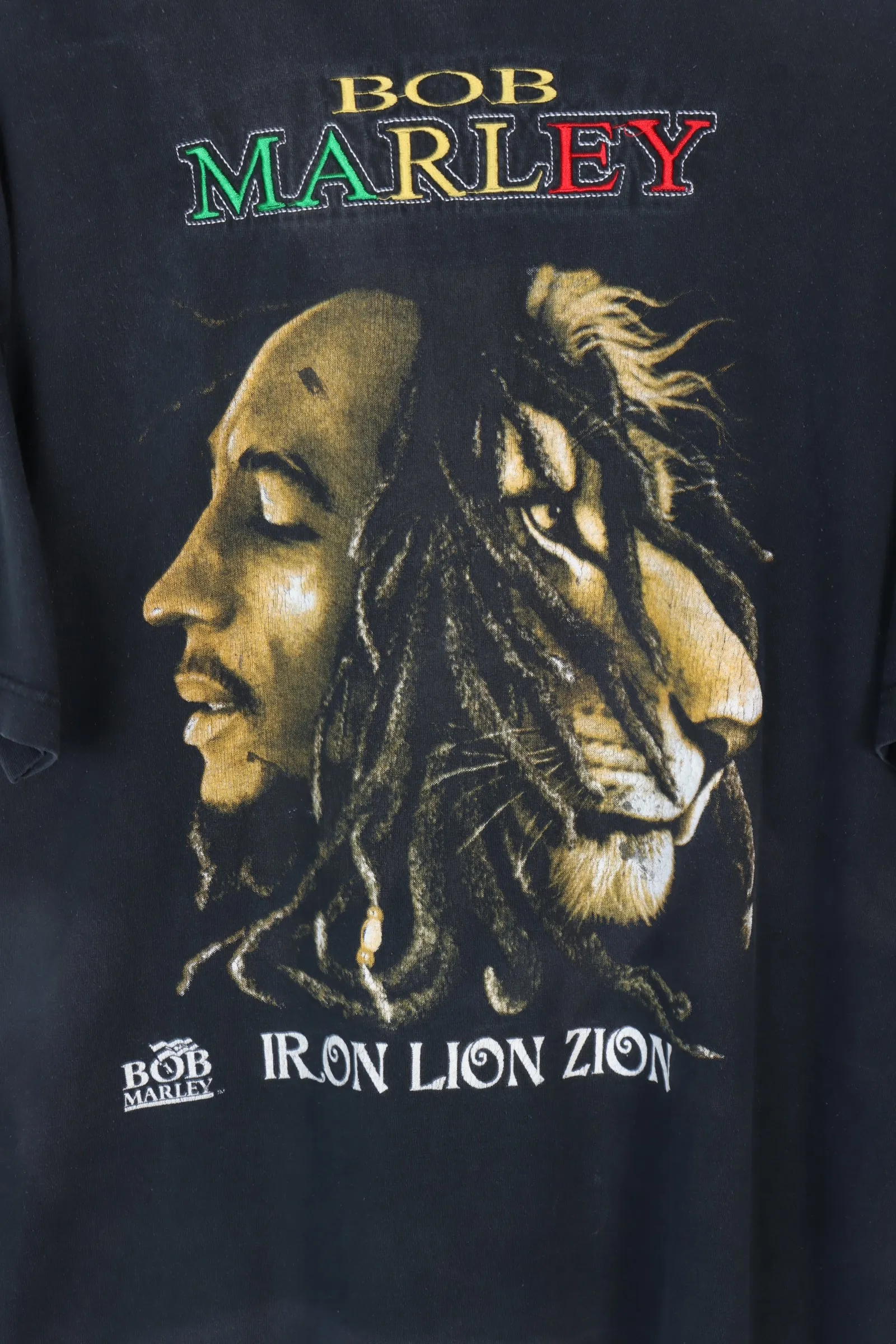 BOB MARLEY Embroidered Iron Lion Zion T-Shirt (XL)