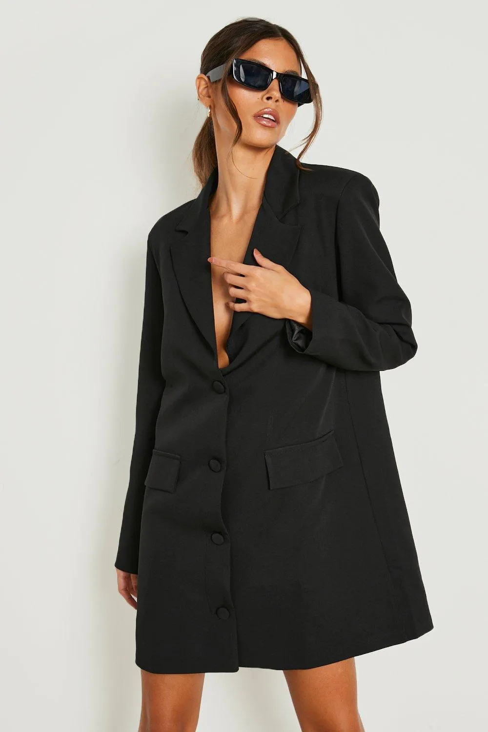 Boxy Relaxed Fit Tailored Blazer Dress