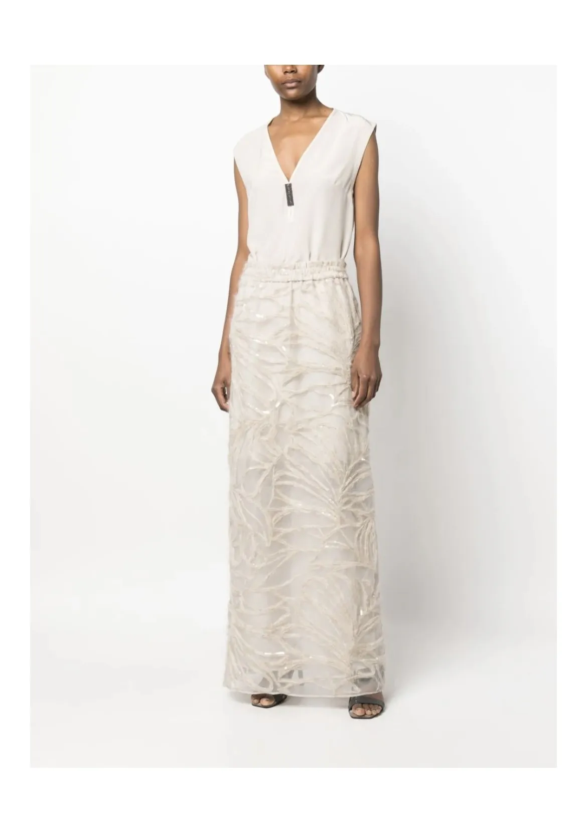 BRUNELLO CUCINELLI  |Casual Style Silk Sleeveless V-Neck Plain Tanks & Camisoles