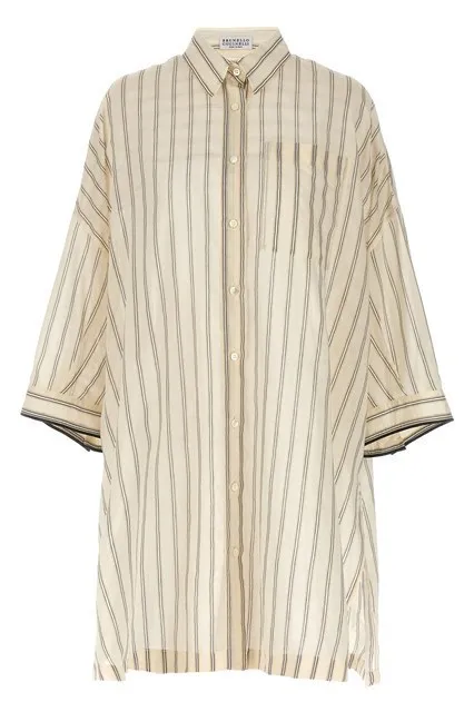 BRUNELLO CUCINELLI  |Stripes Casual Style Silk Blended Fabrics Cropped Cotton