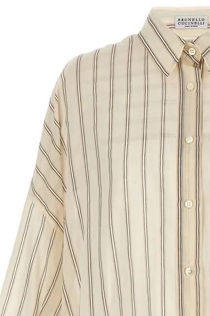 BRUNELLO CUCINELLI  |Stripes Casual Style Silk Blended Fabrics Cropped Cotton