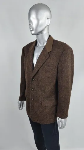 Byblos Vintage Mens 1980s Shoulder Padded Tweed Blazer