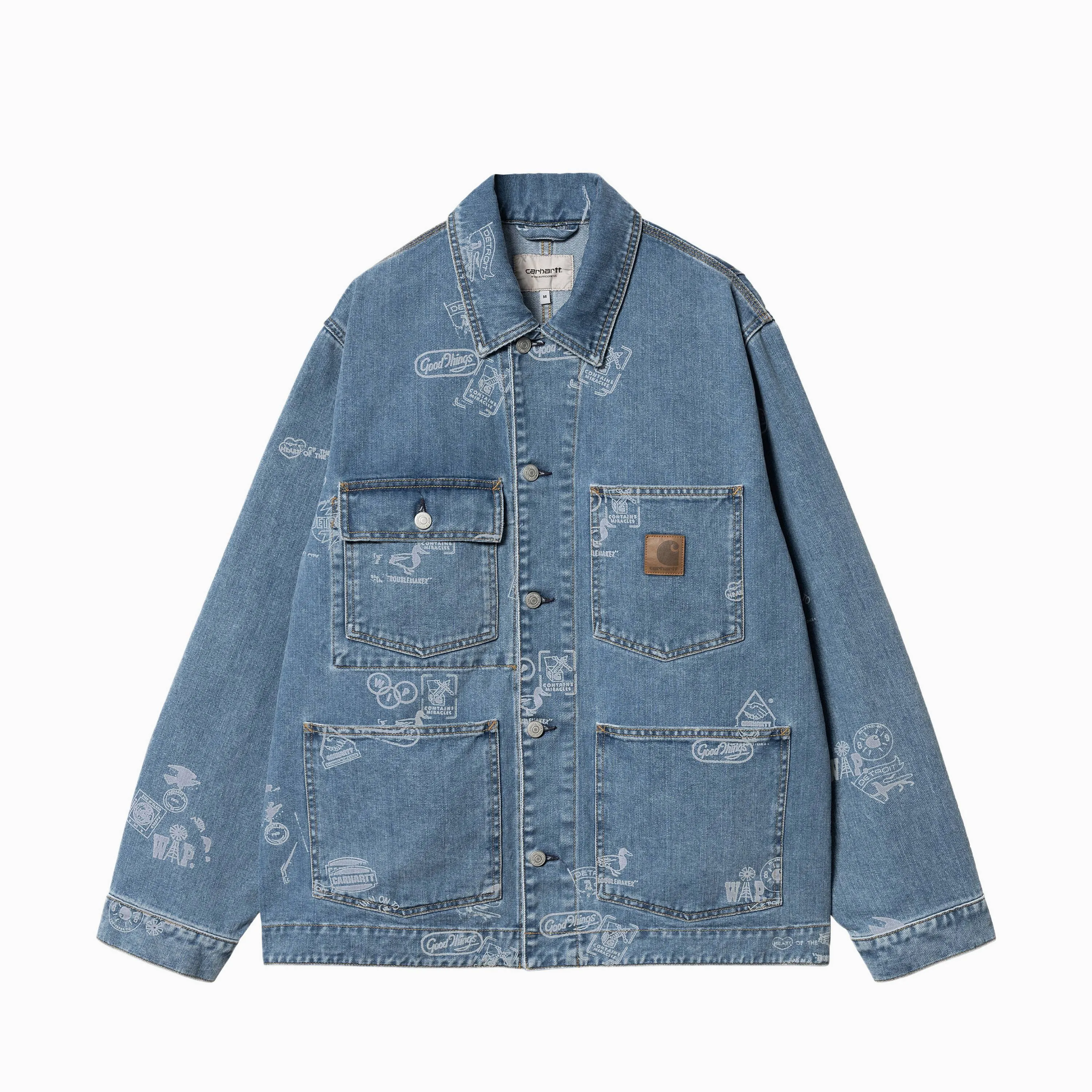 CARHARTT WIP STAMP JACKET PRINT BLUE BLEACHED - I033743