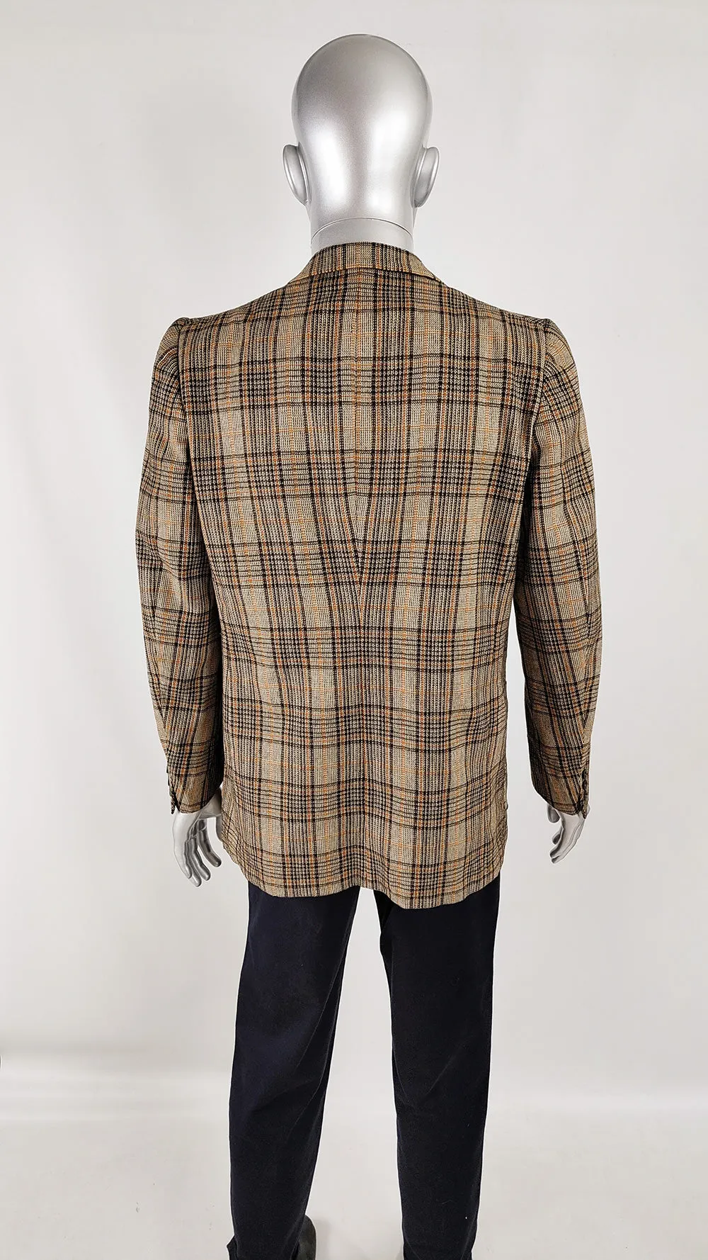 Carlton Club Vintage 70s Mens Checked Blazer Jacket, 1970s