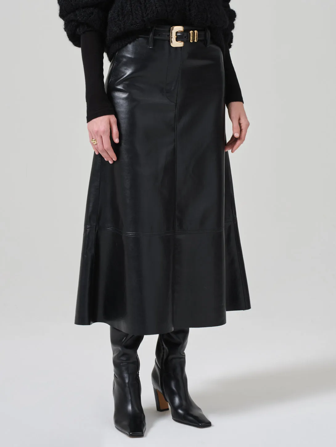 Cassia Leather Skirt - Black