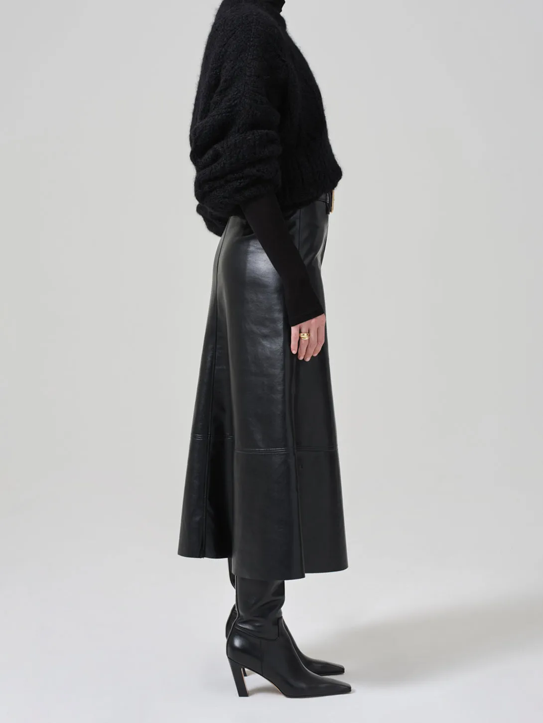 Cassia Leather Skirt - Black