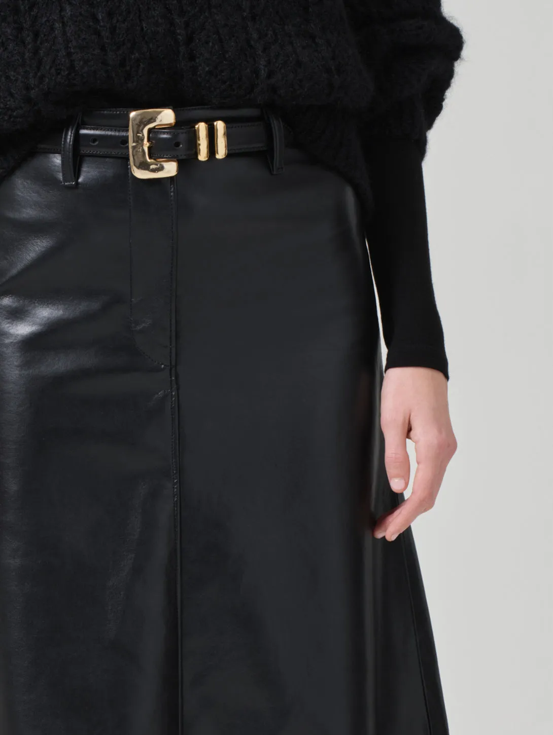 Cassia Leather Skirt - Black