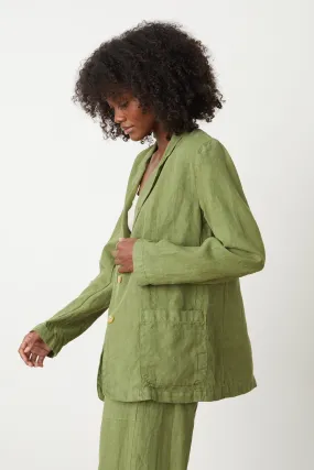 CASSIE HEAVY LINEN BLAZER IN BASIL