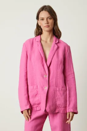 CASSIE HEAVY LINEN BLAZER IN FLAMINGO