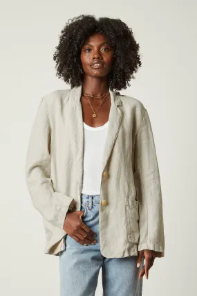 CASSIE HEAVY LINEN BLAZER IN SAND