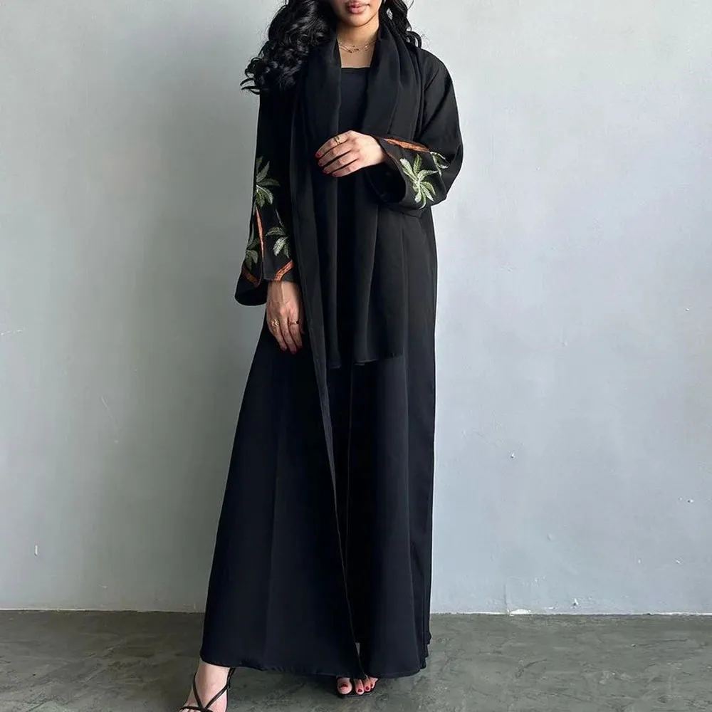 Casual Embroidery Open Kimono Abaya Muslim