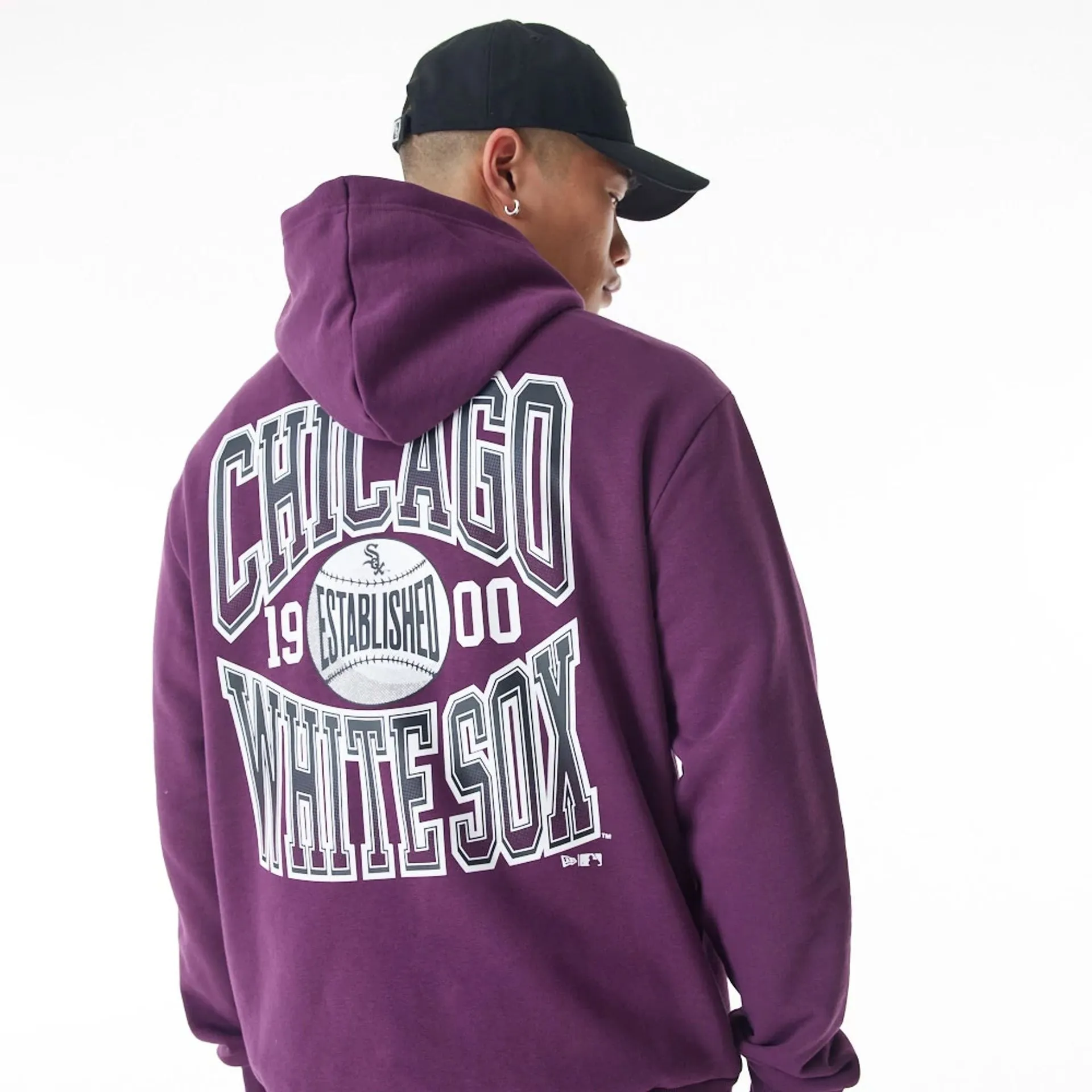 Chicago White Sox MLB Gradient Dark Purple Oversized Pullover Hoodie