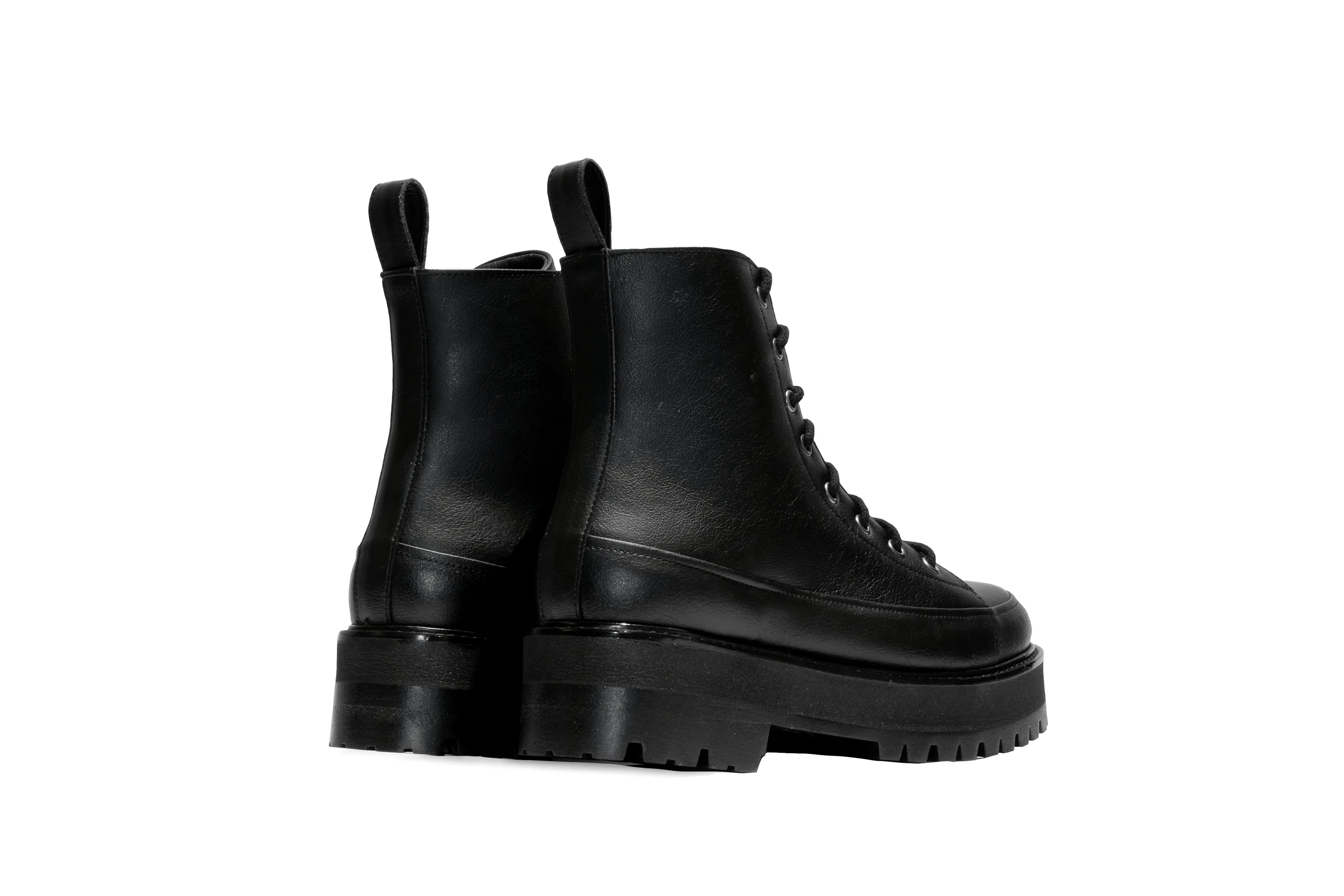 Chunky Unisex Lace-Up Vegan Boots | Black