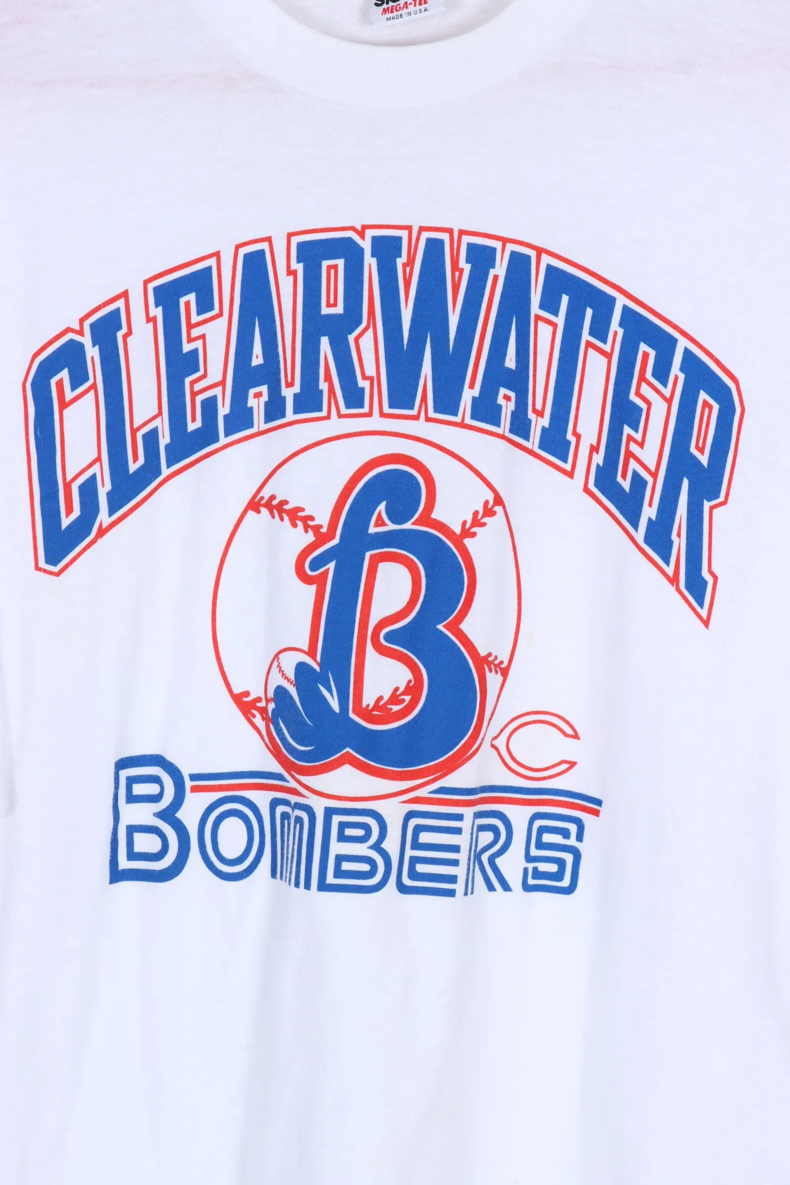 Clearwater Bombers Softball Red & Blue Sport USA Made Tee (L)