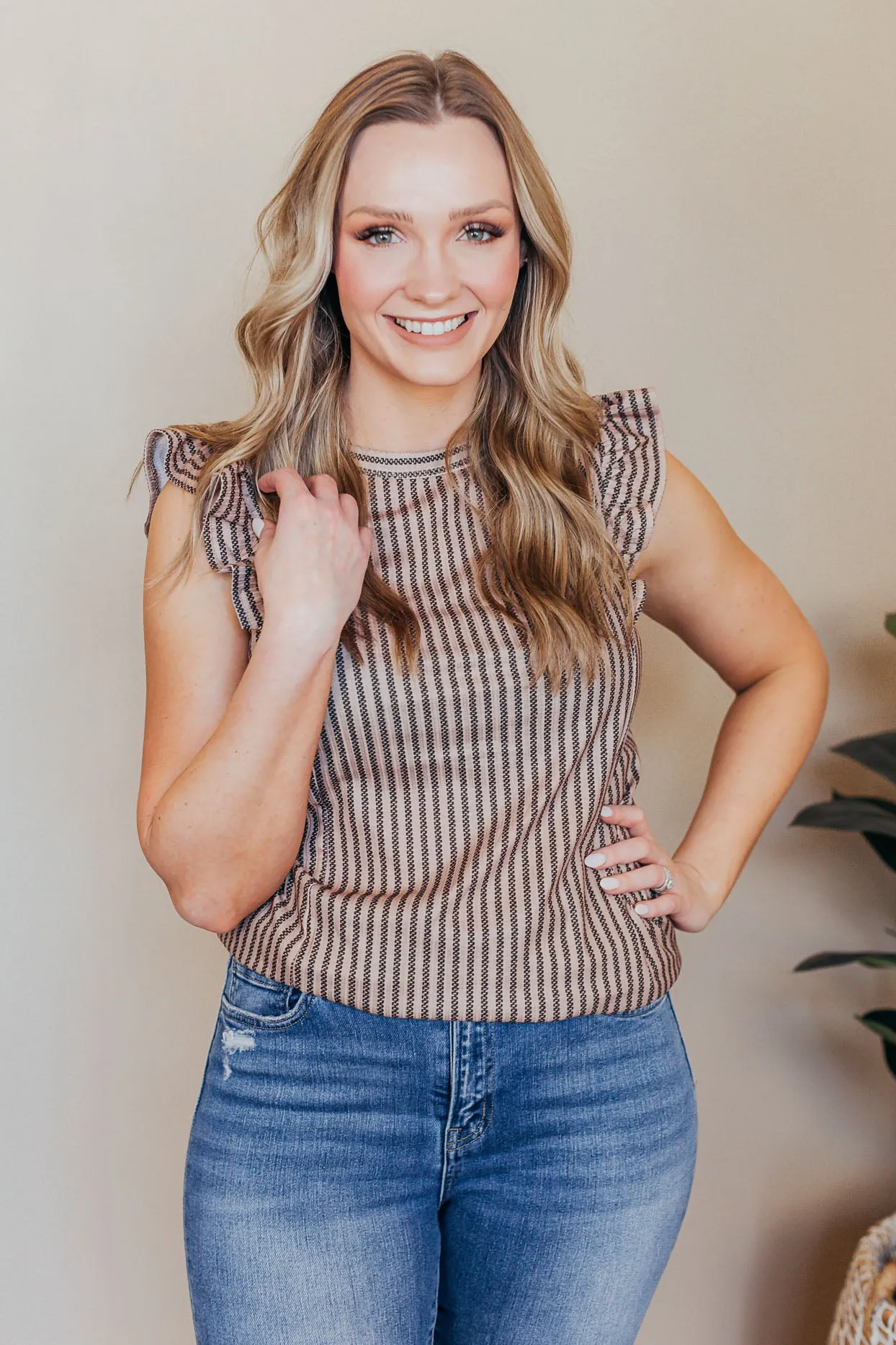 Coffee Striped Top