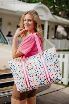 Confetti Print Women's Beach Tote Bag