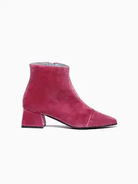 Dahlia Vegan Velvet Ankle Boots | Pink