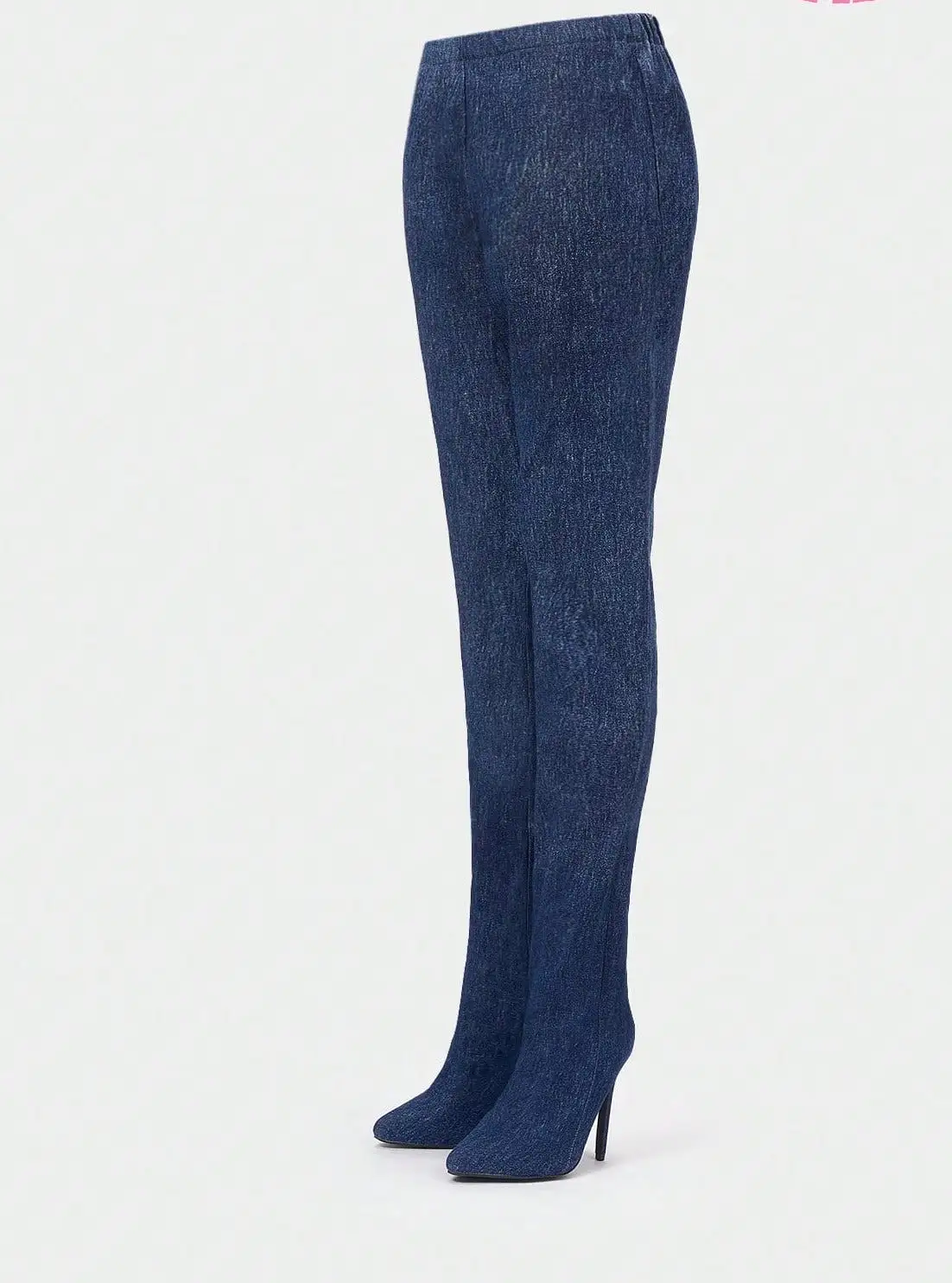 Denim High Heel Pants Boots