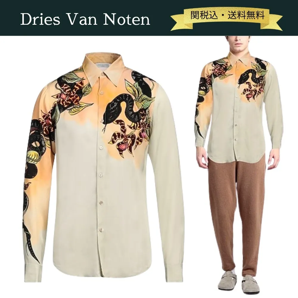 Dries Van Noten  |Flower Patterns Unisex Street Style Long Sleeves