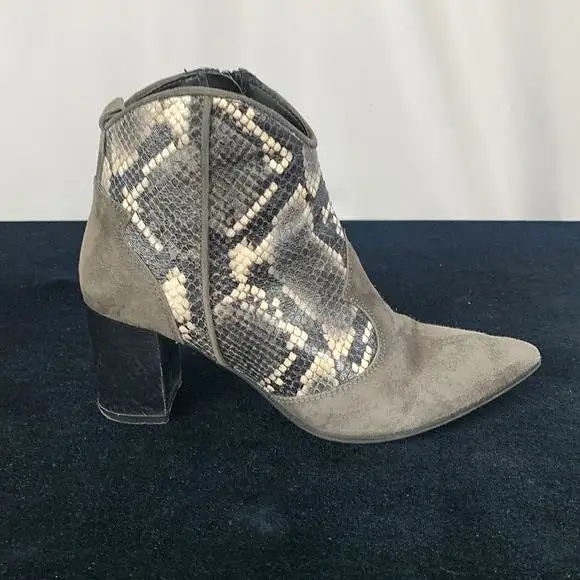 Dusano Grey Suede and Snakeskin Booties