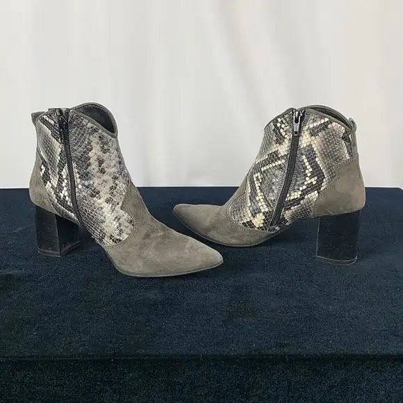 Dusano Grey Suede and Snakeskin Booties