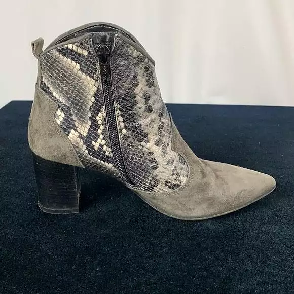 Dusano Grey Suede and Snakeskin Booties