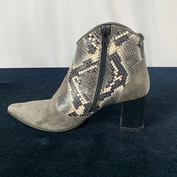 Dusano Grey Suede and Snakeskin Booties