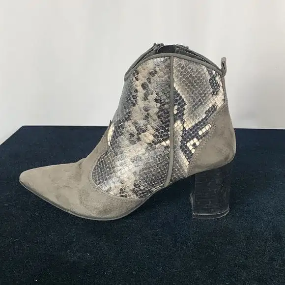 Dusano Grey Suede and Snakeskin Booties