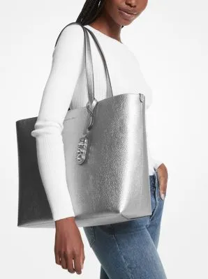 Eliza Extra-Large Metallic Pebbled Leather Reversible Tote Bag