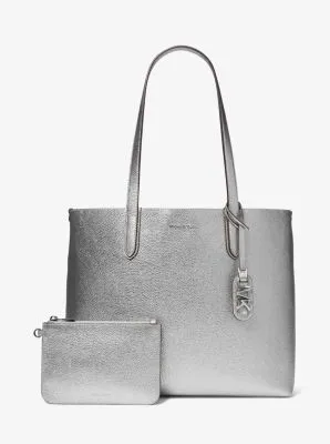 Eliza Extra-Large Metallic Pebbled Leather Reversible Tote Bag