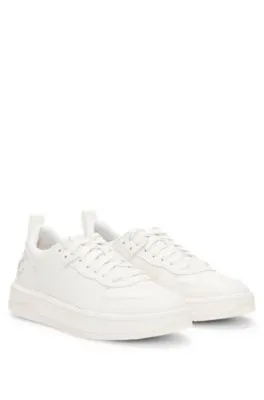 Faux-leather lace-up trainers with bubble branding