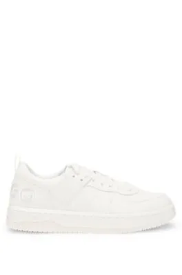 Faux-leather lace-up trainers with bubble branding