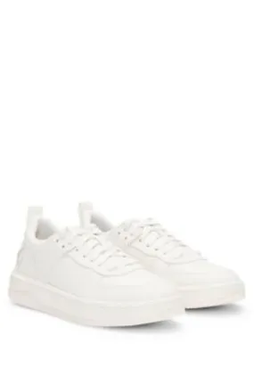 Faux-leather lace-up trainers with bubble branding